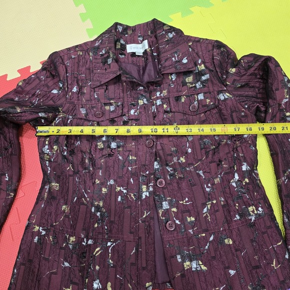 Vintage Erin London Jacket Women's Small Burgundy Floral Textured Art To Wear S - Picture 6 of 11